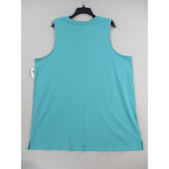 Old Navy Womens Aqua Sleeveless Tank Top XXL Petite 100% Cotton Made In Vietnam - Picture 8 of 9